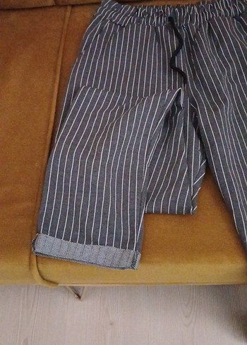 Gri Çizgili Kadın Denim Pantolon - Görsel 2