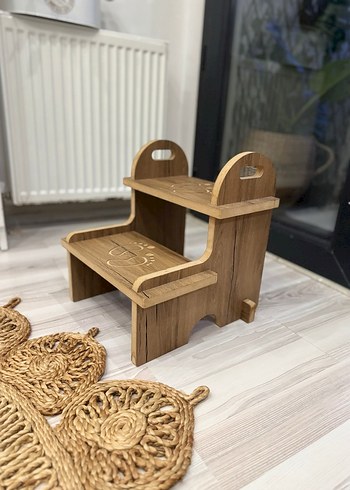 Desenli Kahverengi Ahşap Basamak - Görsel 3