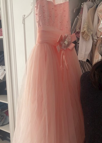 Pembe Drapeli Klasik Kız Elbisesi - Görsel 6