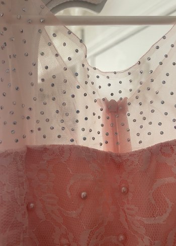 Pembe Drapeli Klasik Kız Elbisesi - Görsel 5