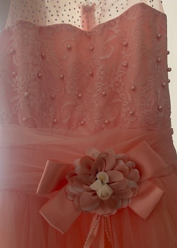 Pembe Drapeli Klasik Kız Elbisesi - Görsel 4