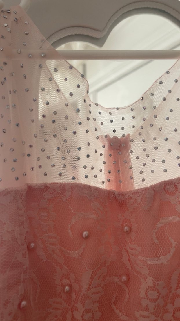 Pembe Drapeli Klasik Kız Elbisesi - Görsel 5