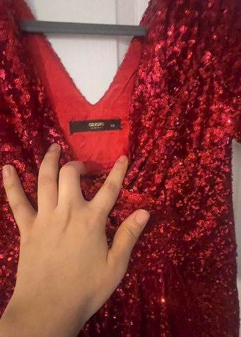 Kırmızı payetli elbise - Görsel 4
