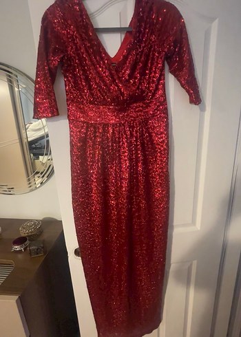 Kırmızı payetli elbise - Görsel 2