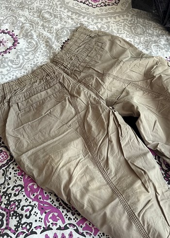 s Beden gri Renk Bej Rahat Kesim Keten Kadın Pantolon