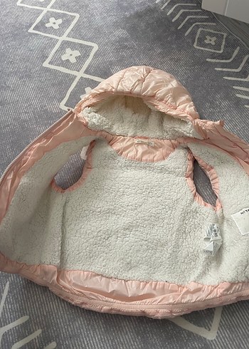 Kız Çocuk Pudra Kapüşonlu Yelek - Görsel 4