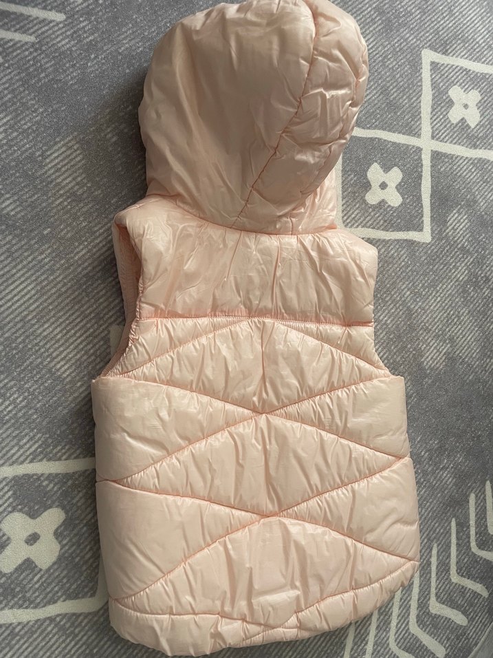 Kız Çocuk Pudra Kapüşonlu Yelek - Görsel 2