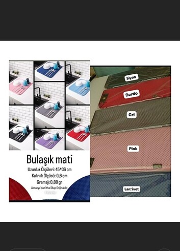 Beden Renk Bulaşık matı