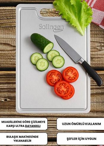 Ikea solingen Gri Kaymaz Yapılı Paslanmaz Çelik Kesme Tahtası