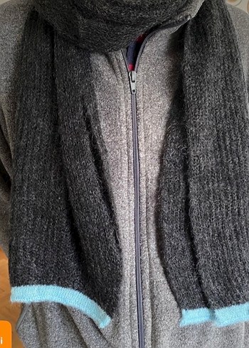 Siyah unisex Örgü Yün atkı - Görsel 5