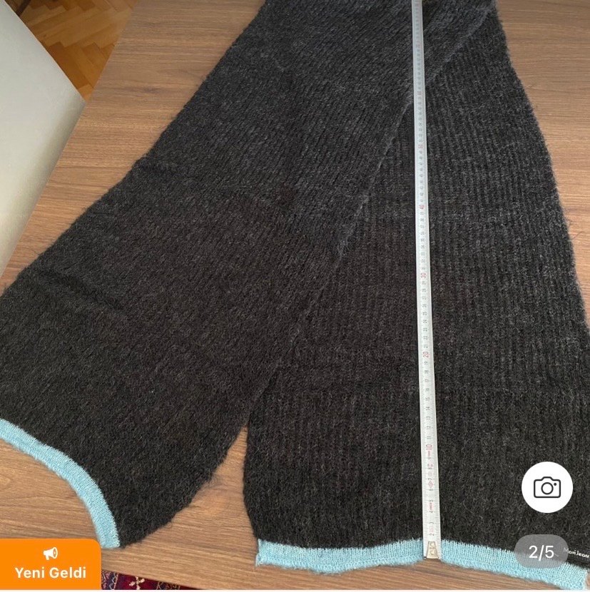 Siyah  unisex Örgü Yün atkı - Görsel 2