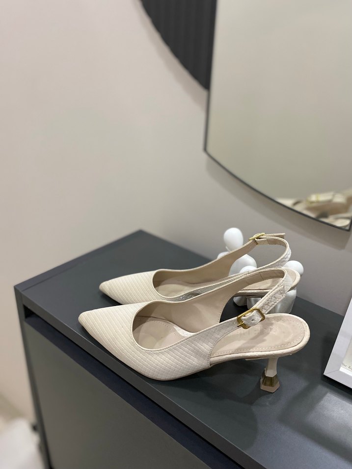 Krem Yılan Derisi Desenli Stiletto Topuklu Kadın Ayakkabı - Görsel 2