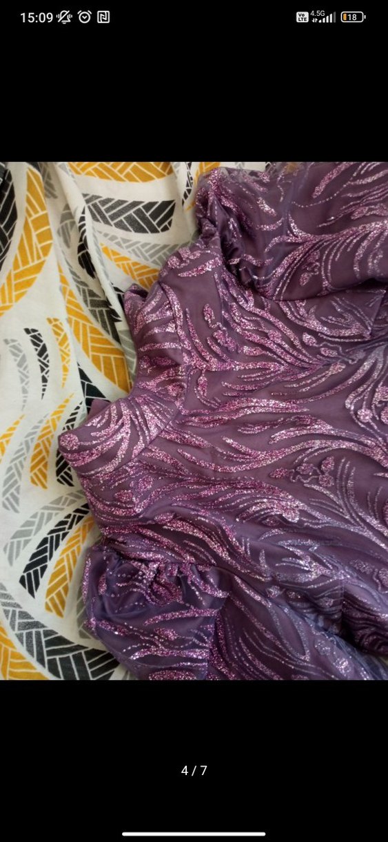 Mor Drapeli Uzun Kadın Elbise - Görsel 4