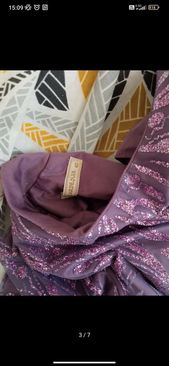 Mor Drapeli Uzun Kadın Elbise - Görsel 5