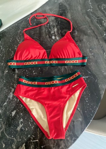 xs Beden kırmızı Renk Kırmızı Gucci Logo Baskılı Mini Bikini