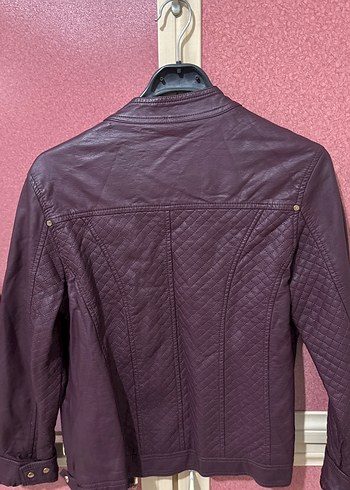 Kadın Bordo Deri Kürklü Ceket - Görsel 2