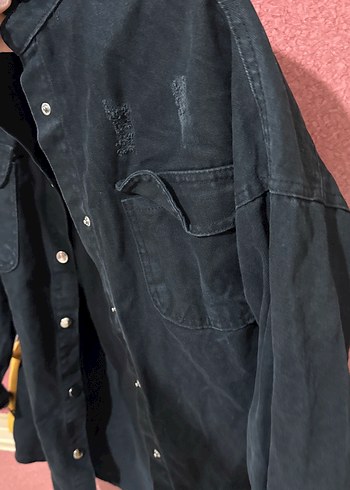 Siyah Düğmeli Kadın Denim Ceket - Görsel 3