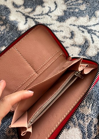 Beden kırmızı Renk Kırmızı Yılan Derisi Desenli Deri Clutch Cüzdan