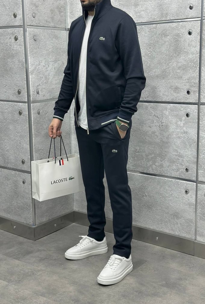 Lacoste Siyah Fermuarlı Erkek Eşofman Takımı - Görsel 2