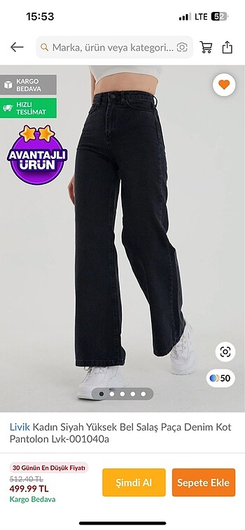 Trendyol & Milla Siyah XS Kot Pantolon