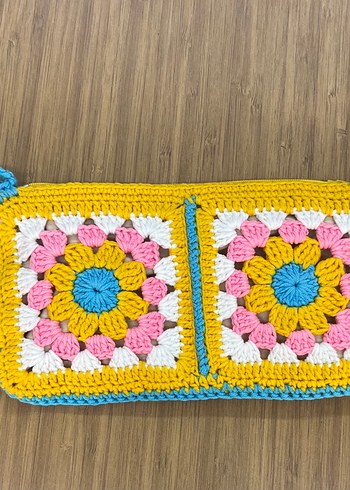 Renkli Örgü Bohem Kadın Clutch Çanta
