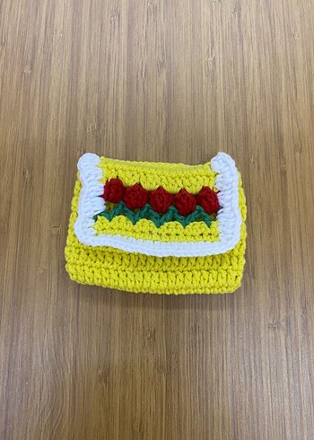  Beden Renkli Nakışlı Mini Örgü Kadın Cüzdanı