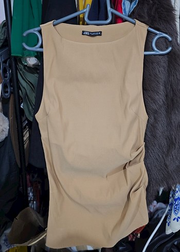 Bej Drapeli Kolsuz  Bluz - Görsel 3