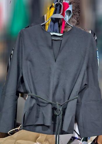 Kadın Siyah Deri Ofis Ceket - Görsel 2