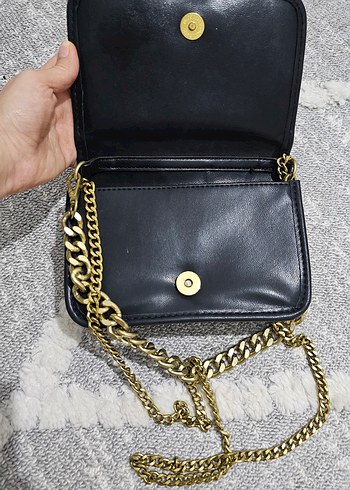 Zincir Detaylı Siyah Deri Kadın Çanta - Görsel 3