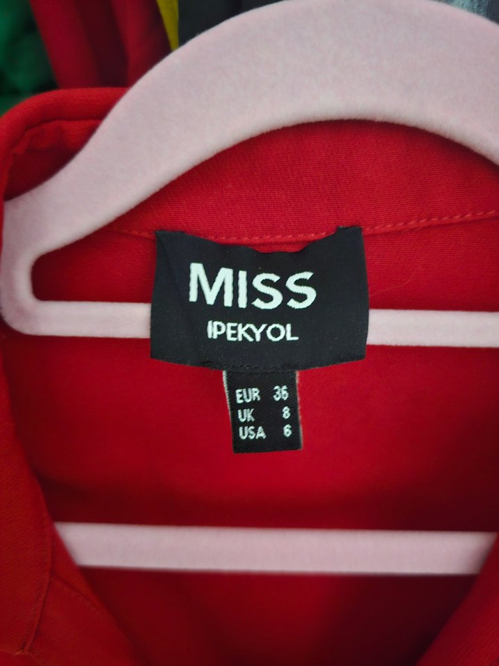 Kemerli Kırmızı Midi Kadın Elbise - Görsel 5