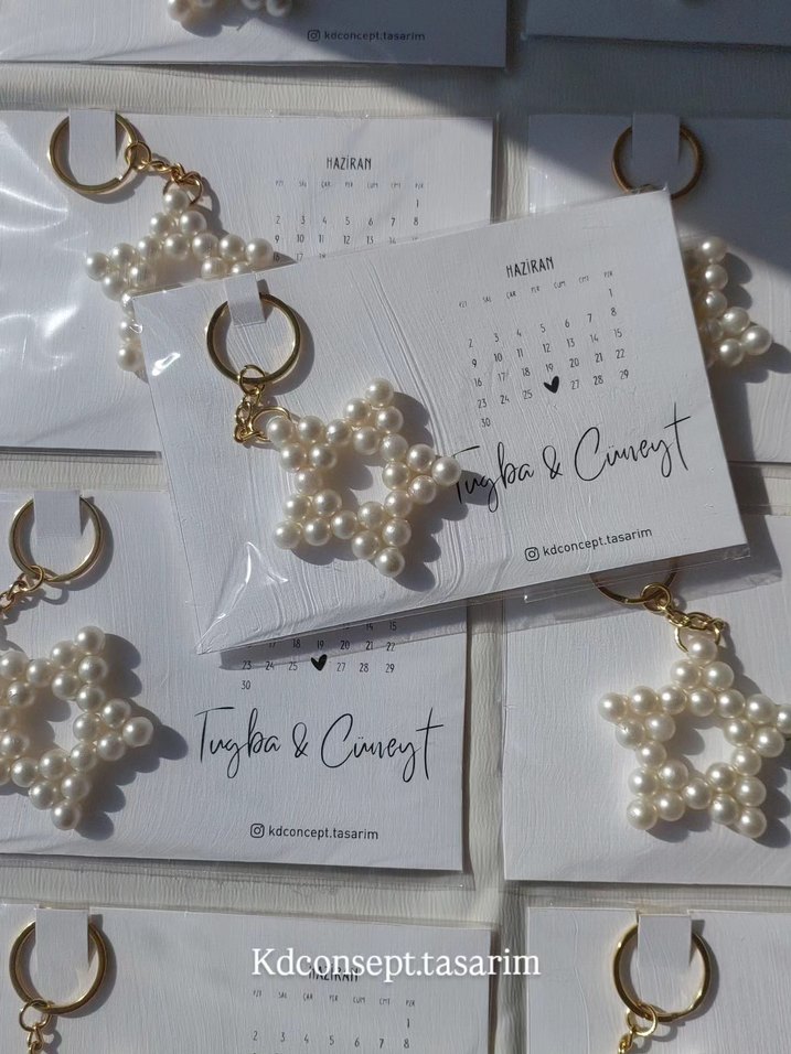 İnci Boncuklu Beyaz Bohem Anahtarlık - Görsel 3