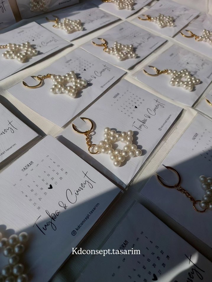 İnci Boncuklu Beyaz Bohem Anahtarlık - Görsel 2