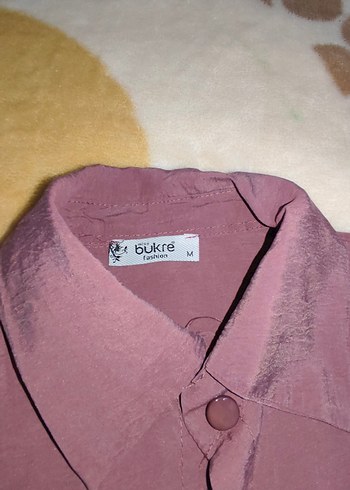 m Beden Bordo Keten Düğmeli Kısa Kollu Gömlek