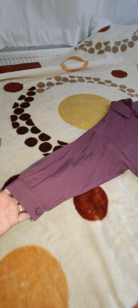 Bordo Keten Düğmeli uzun
 Kollu Gömlek - Görsel 3