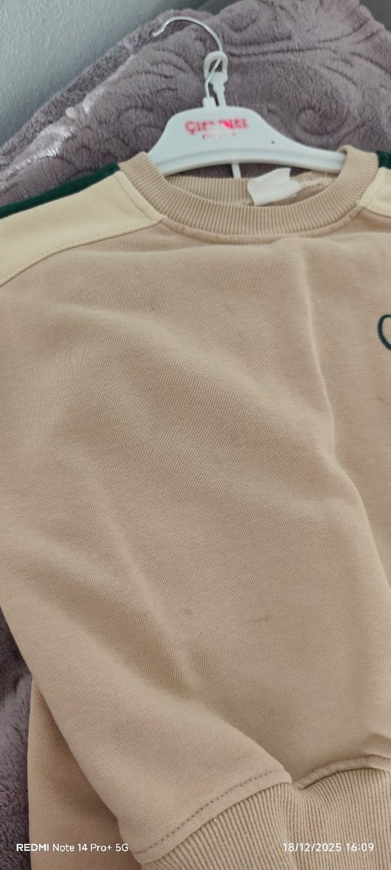 Bej Pamuklu Sweatshirt ve Eşofman Takımı - Görsel 5