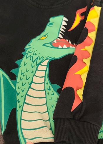 Ejderha Baskılı Siyah Erkek Sweatshirt - Görsel 3