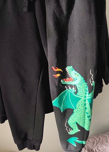 Ejderha Baskılı Siyah Erkek Sweatshirt - Görsel 2