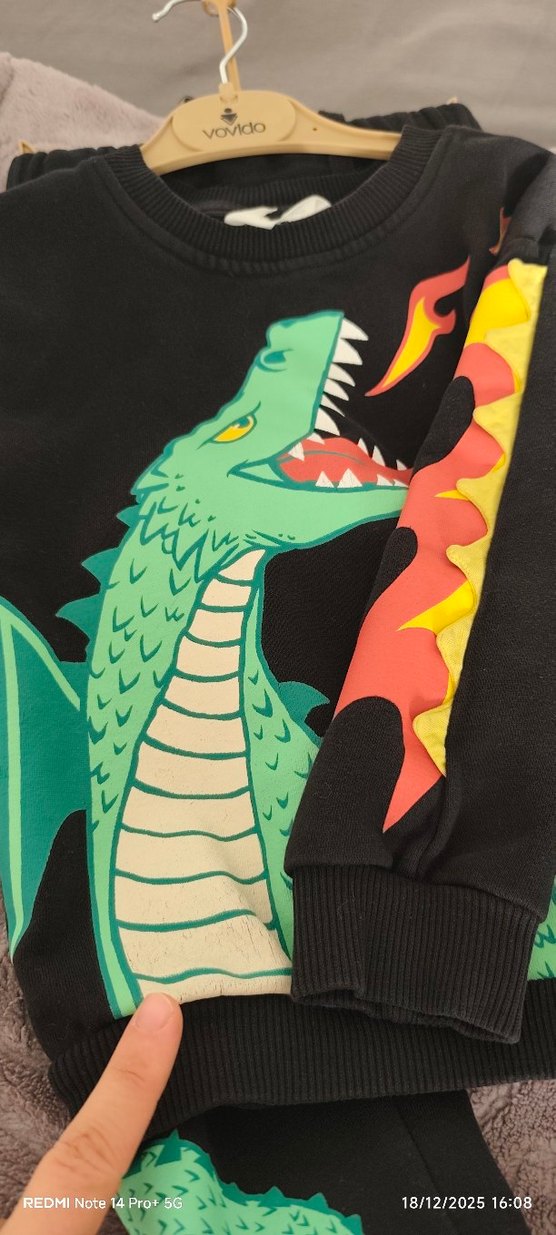 Ejderha Baskılı Siyah Erkek Sweatshirt - Görsel 3