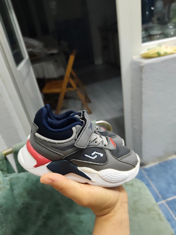 Gri Erkek Çocuk Spor Ayakkabı Velcro - Görsel 2