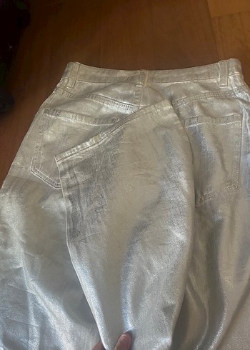 Zara ZARA Parlak Gri Metalik Kot Pantolon Jean