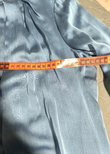 Mavi Uzun Kollu Kadın Abiye Elbise - Görsel 4