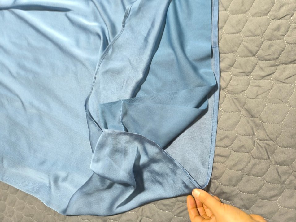 Mavi Uzun Kollu Kadın Abiye Elbise - Görsel 5