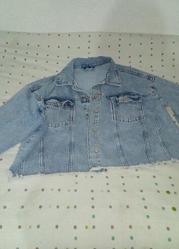 s Beden Mavi koc crop ceket