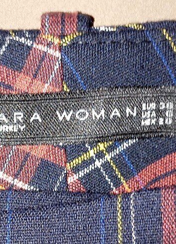m Beden bordo Renk Zara Ekoseli Kadın Kumaş Pantolon 