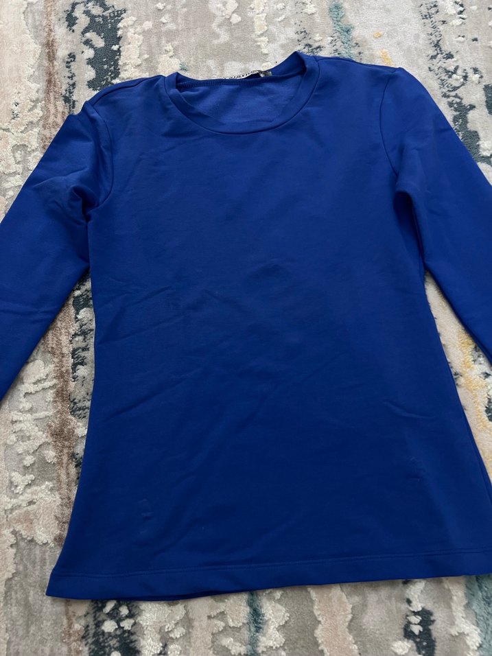 Kadın Lacivert Uzun Kollu Basic Tişört - Görsel 2