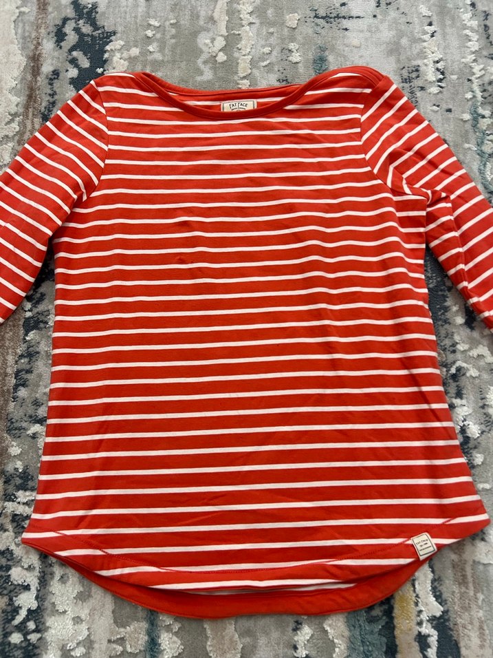 Kız Çocuk Kırmızı Çizgili Uzun Kollu Tişört - Görsel 3
