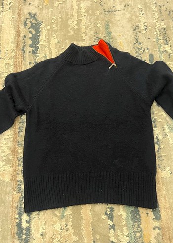 Fermuarlı Yün Kadın lacivert Kazak - Görsel 2