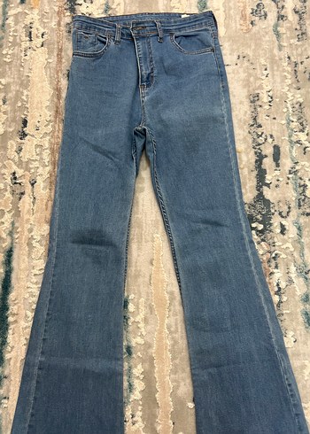 Mavi Bol Kesim Midi Kadın Kot Pantolon - Görsel 2