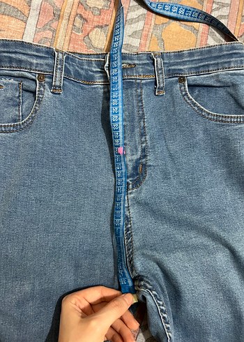 Mavi Bol Kesim Midi Kadın Kot Pantolon - Görsel 7