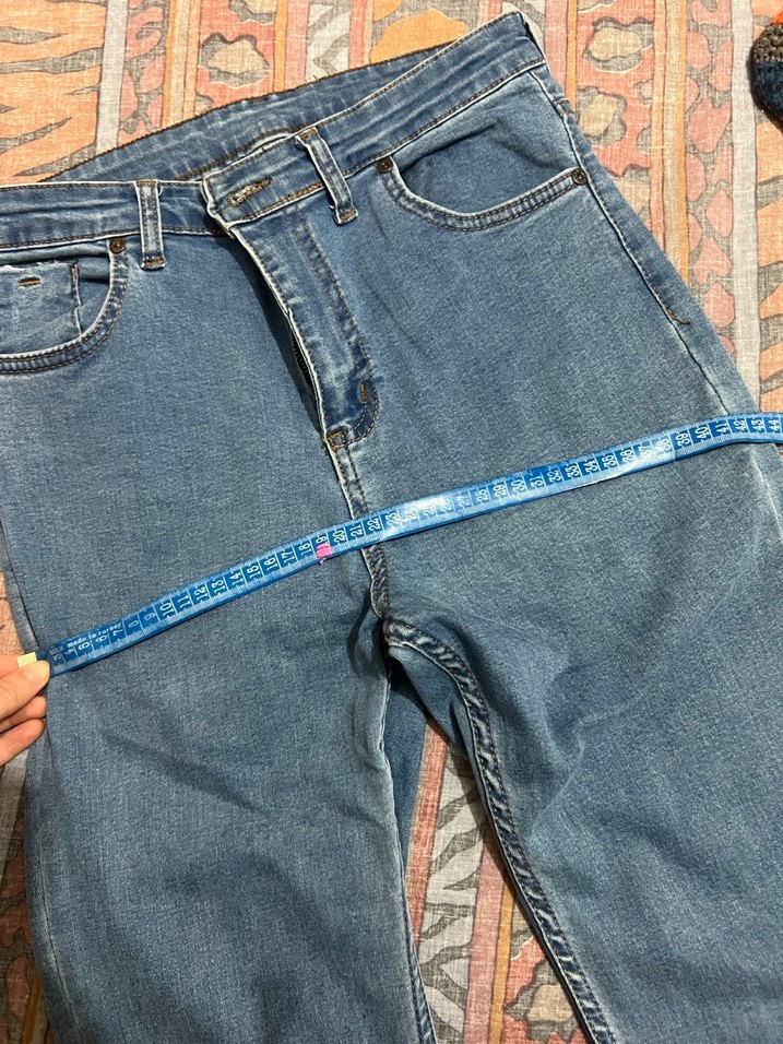 Mavi Bol Kesim Midi Kadın Kot Pantolon - Görsel 5